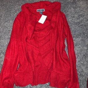 Red cardigan